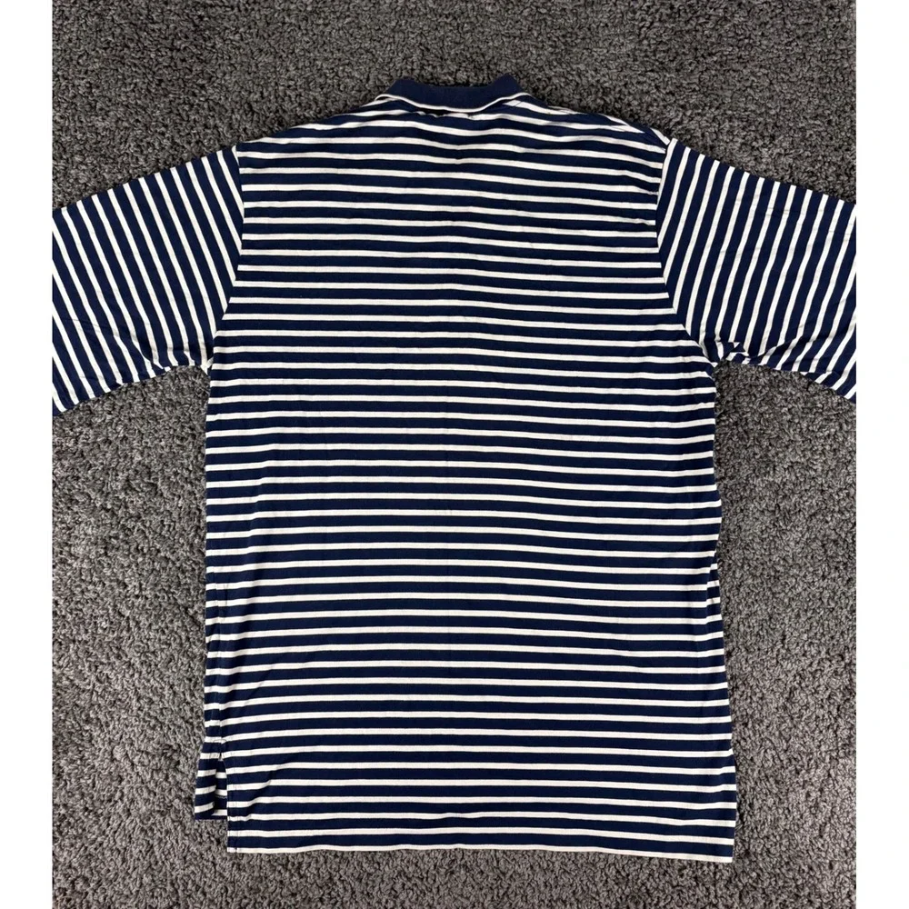 Vintage 90s Polo Golf Ralph Lauren Striped Polo Shirt Navy Blue White Mens L